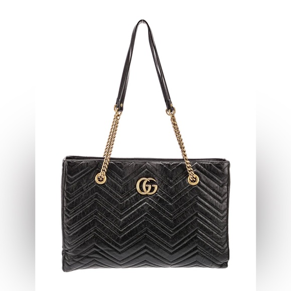 Gucci Handbags - Medium Matelassé GG Marmont Chain Tote. Authentic. Black w/ gold hardware.